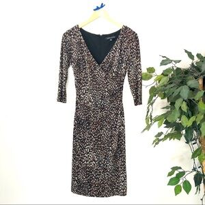 Adrianna Brown and White Spotted Black Dress